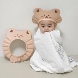Cartoon Bear Baby Foam Shampoo Cap, Chapéu de lavagem de cabelo macio para crianças, Chuveiro de banho - Image 1