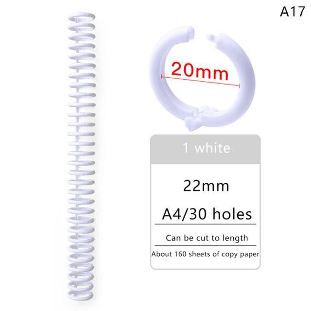 Anel de encadernação espiral em plástico para papel A4, 30 furos, 12mm ou 22mm - Ideal para DIY e papelaria de notebooks