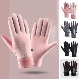 Mulheres outono e inverno esportes luvas quentes à prova dwaterproof água e anti deslizamento luvas de ciclismo vento e frio resistente atividade ao ar livre glo - Image 1