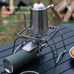 Suporte de fogão de aço inoxidável ao ar livre acampamento portátil dobrável mini churrasco rack pote titular bandeja cozimento - Image 3