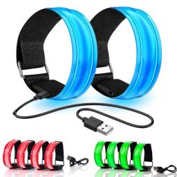 Pulseira Refletiva Luminosa LED, Carregamento USB, Braçadeira noturna, Aviso de segurança, Correia de pulso esportiva - Image 1