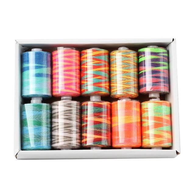 Fios de Poliester para Costura e Bordado - Caixa com 10 Peças de 1000 Jardas para Quilting e Overlock
