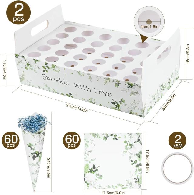Conjunto Portátil de Corneta com 60 Confetes Coloridos para Casamento