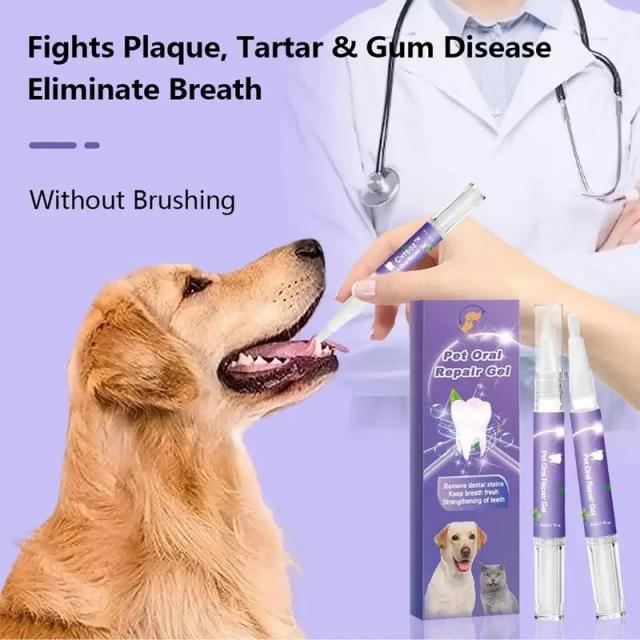 Gel de Pasta de Dente Natural para Cães e Gatos, Limpeza Dental e Eliminação do Mau Hálito