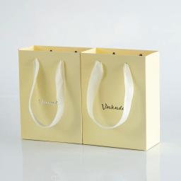 Sacos De Papel Bege com Logotipo Personalizado, Sacolas De Presente De Papelão, Favor De Compras Em Massa, Sacos De Embalagem De Doces com Alças, 12x6x16cm, 50Pcs - Image 3