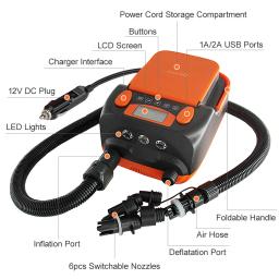 Inflador elétrico da bomba de ar automático, barco inflável, prancha de surf stand-up paddle, alta pressão, 16 20PSI - Image 5