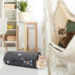 Túnel de jogo interativo para gato Tubo de feltro dobrável Resistente à mordida de pressão Tubo de treinamento Animal Play Produto Pet - Image 2