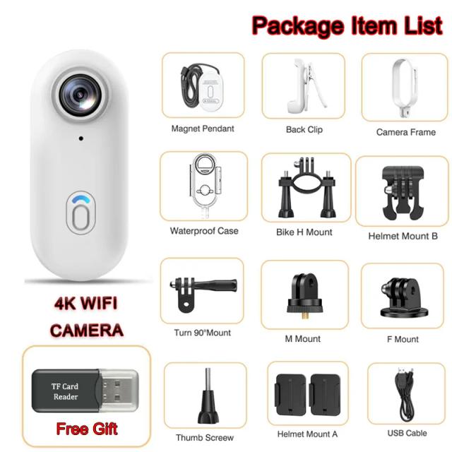 Mini Câmera de Ação H88 4K Wi-Fi Magnética 1.25oz