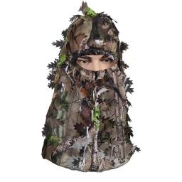 Tactical máscara camuflagem, 3d maple leaf estilo, capa de caça, cap capuz, ternos ghillie, airsoft acessórios, esportes ao ar livre, unisex - Image 1