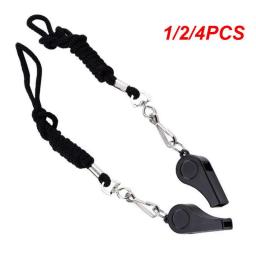 ABS Professional Black Whistle com colhedor, esportes ao ar livre, camping, caminhadas, jogo de arbitragem, treinamento, sobrevivência, 1, 2, 4pcs - Image 1