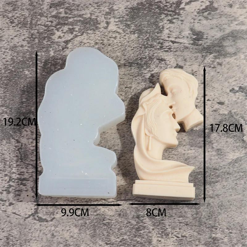Amor Casal Retrato Silicone Vela Molde, DIY Escultura Molde Arte, Aromaterapia Gesso Moldes, Decoração Dia Dos Namorados, Amantes - Image 1