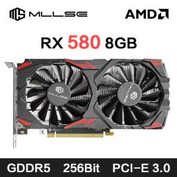 MLLSE AMD RX 580 8GB 2048SP Placa gráfica para jogos GDDR5 256Bit PCI-E 3.0 × 16 8Pin Radeon GPU Rx 580 Placa de vídeo Placa De vídeo - Image 1