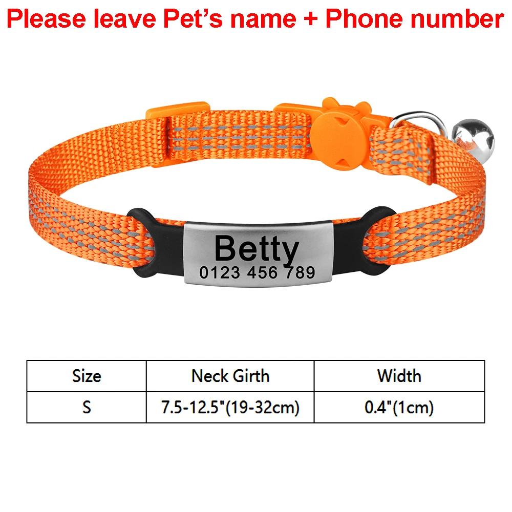 Ajustável Nylon Cat Tag Collar, Nome personalizado, ID personalizada, Bell Pet Products, Pequeno Breakaway rápido, Unisex Kitten Supplies, Tag Cat - Image 1