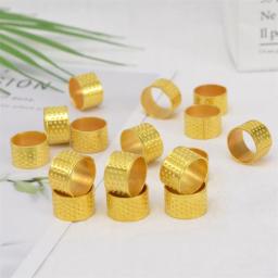10 pçs diy artesanato engrossado cobre costura dedais agulha ferramentas de segurança dourado alfaiate protetor de dedo - Image 1