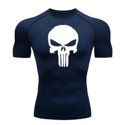 Camiseta masculina de compressão manga curta, camiseta preta de caveira respirável para musculação, top de MMA, verão - Image 6
