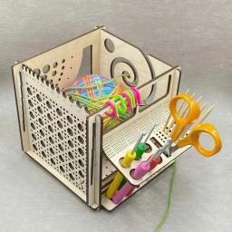 Tigela De Fio De Madeira Para Tricô Crochet, Organizador Tudo-em-um, Suporte De Armazenamento, Distribuidor De Fios, DIY - Image 1
