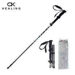 Bastões de trekking ultraleves de fibra de carbono, bastões de caminhada dobráveis de 98-115-135cm, acessórios portáteis para escalada ao ar livre - Image 1