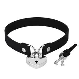 Harajuku punk rock gótico gargantilha colar feminino sexy couro do plutônio coração bloqueio chave pico colar chocker gótico cosplay acessórios - Image 5