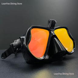 Silicone Espelhado Máscara de Natação com Câmera Mount para GoPro Adulto, Confortável Scuba Diving Goggles Pack, Clear Box - Image 1
