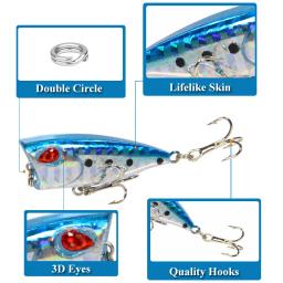 5 pçs conjunto de isca 5 cores 3d olhos flutuante mini onda crawler imitação de iscas falsas isca-como isca dura produtos de engrenagem de pesca - Image 2