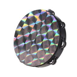 Colorido Tambourine Madeira Percussão Instrumentos Musicais, Double Row Jingles Bateria, Música Lover Presentes, Laser Drum, 8 em, 10 em - Image 2