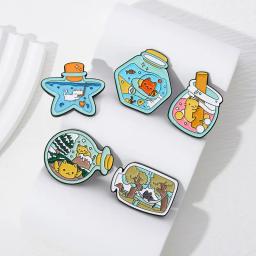Broche De Esmalte De Vidro Desejando Garrafa De Desenhos Animados, Gato Fantasma, Cogumelo Lua, Emblema De Metal De Garrafa De Planeta, Pin De Lapela De Animal Do Punk, Presentes De Jóias - Image 5