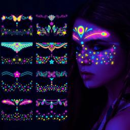 Luminosa Tatuagem Temporária Adesivos, Impermeável, Brilham no Escuro, Ideal para Festas, Festivais de Música, Eventos Especiais - Image 1
