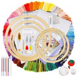50/100 cores kit de ferramentas ponto cruz, linha de bordado diy artesanal para iniciantes, quadro do bordado, pacote material de tricô - Image 1