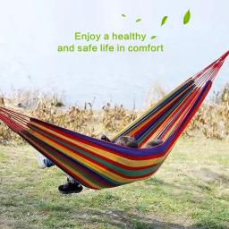 Rede de lona portátil com saco de transporte, Outdoor Camping Hammock, Balanço de lazer, extra largo, 1-2 pessoas - Image 1