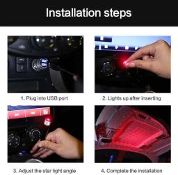 Carro LED telhado atmosfera estrela projetor luz, romântico usb laser, luz de palco, festa em casa, luz estrelada decorativa para quarto, 2x - Image 5