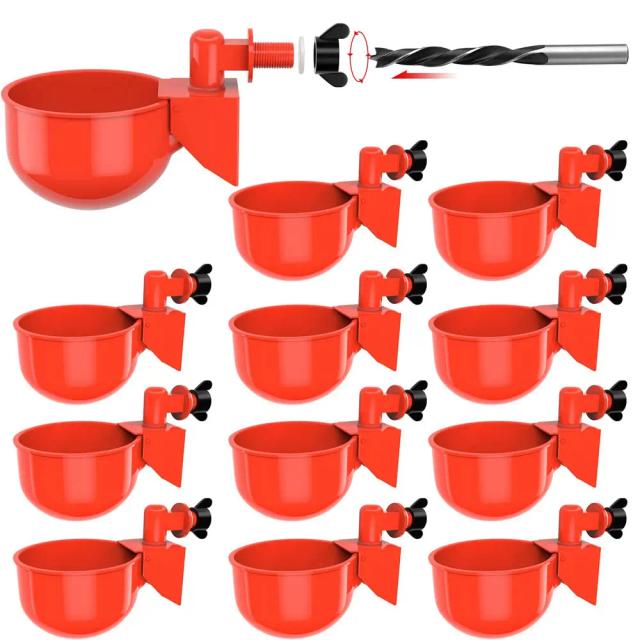 Alimentador de Água Automático para Frangos e Aves - 12 Copos Grandes para Pintinhos, Patos e Perus
