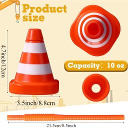 Copos de cone de construção com canudos, copos de lembrancinhas de festa de tráfego, conjunto de copos de corrida de festa infantil para carro de corrida com tema de tráfego de construção - Image 2