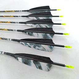 6/12 pçs tiro com arco de carbono puro, eixos de flecha spine350 400 450 500 600 700 750 800 900 id 4.2mm arco recurvo longbow caça tiro - Image 3