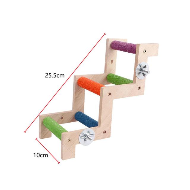 Escada de Gaiola de Madeira Sólida para Pássaros, Ideal para Periquitos, Calopsitas e Conures Médios