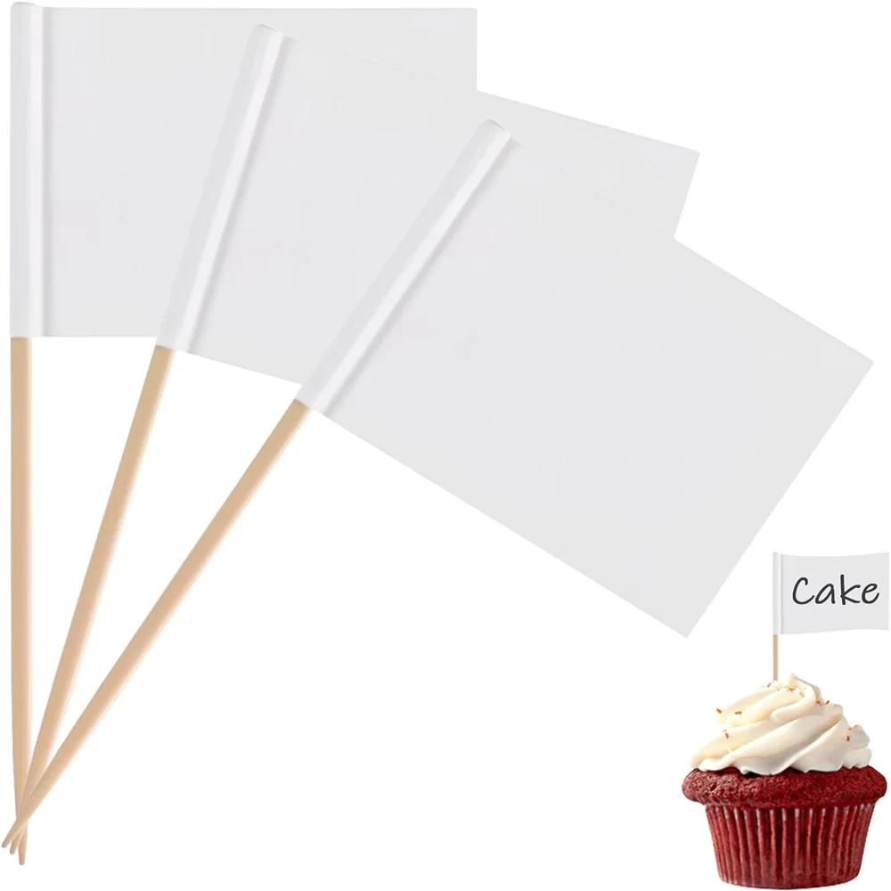 Conjunto de 200 bandeira em branco para festa, buffet, comida, coquetel, picareta de frutas, bandeira do bolo, perfeito para decoração do partido - Image 1