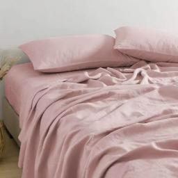 Lavado Roupa Set Lençóis, 100% Linho Natural, Respirável, Soft Farmhouse cama, Lençol Folha Flat, 2 Fronhas, 3Pcs - Image 2