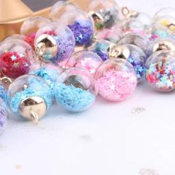 10 unidades/pacote colorido transparente glitter pequena estrela desejando garrafa bola de vidro cristal pingentes jóias diy artesanato decoração natal - Image 4