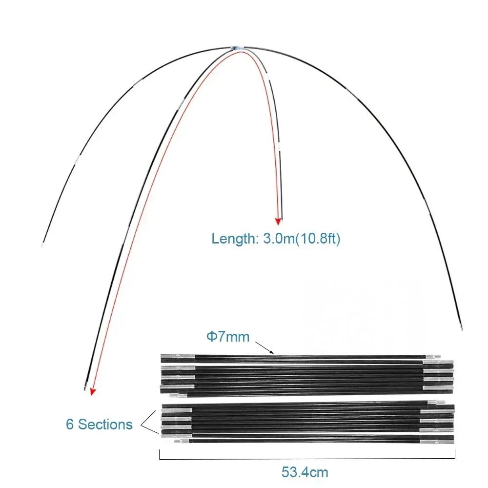 1 conjunto de haste de barraca de acampamento de fibra de vidro, 3m-4.9m, barras de suporte ao ar livre, molduras de toldo, kit de barraca de acampamento - Image 1