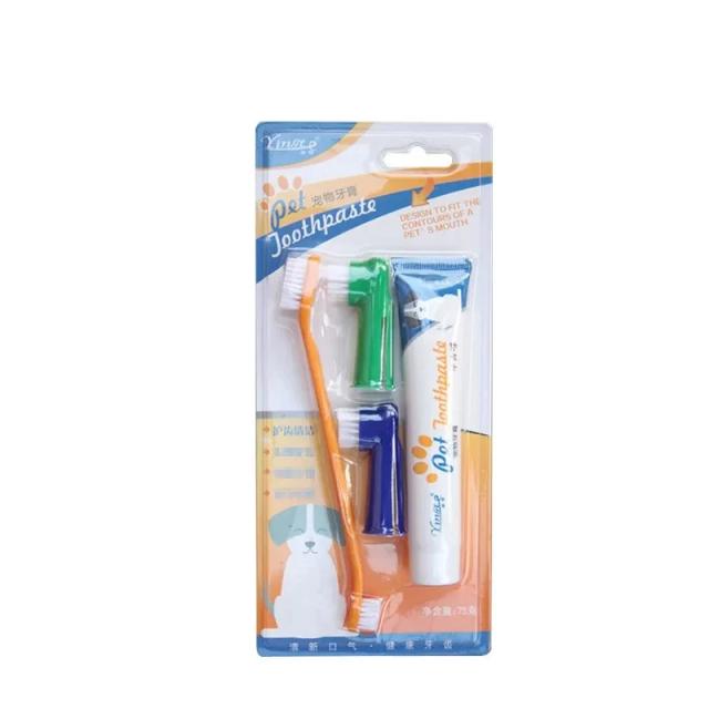 Kit Completo de Higiene Bucal para Pets: Escova de Dentes e Creme Dental para Cães e Gatos
