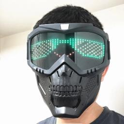 Bluetooth app rgb halloween crânio brilhante led sinal cosplay festa de carnaval paintball jogo combate militar rosto máscara protetora - Image 5