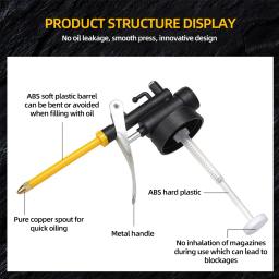 Óleo de lubrificação da bomba de alta pressão transparente do equipamento das armas da graxa do lubrificador de 250ml pode o potenciômetro de óleo plástico da máquina mangueira estendida - Image 4