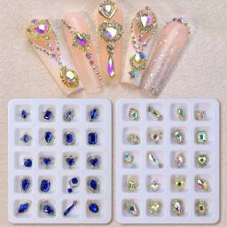 Azul prego arte strass kit 20 pçs pedras preciosas pedra acessórios do prego tamanhos multi-estilo 3d brilho de vidro luxuoso manicure decoração - Image 3
