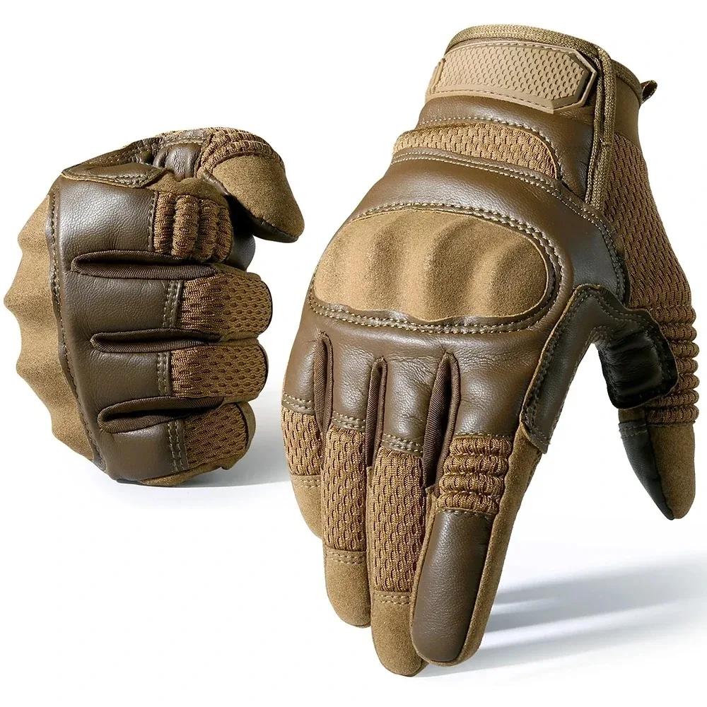 Luvas táticas de couro pu com tela sensível ao toque, ciclismo, casca dura, caminhadas, combate, caça, airsoft, direção, bicicleta, antiderrapante - Image 1