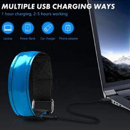 Pulseira Refletiva Luminosa LED, Carregamento USB, Braçadeira noturna, Aviso de segurança, Correia de pulso esportiva - Image 5
