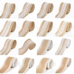 Natural Juta Serapilheira Lace Ribbon Roll Com Laço Branco Rústico Vintage Wedding Decoração Tecido Fitas para Artesanato Wedding Bow - Image 2