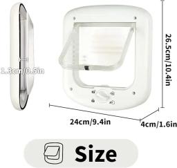 Smart 4 Way Locking Cat Door, Microchip Ativado, Durável Interior Exterior Cat Flap com Chip Door para Gatos e Atividade para Cães Pequenos - Image 2