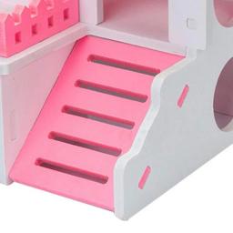 Casa de hamster de madeira para pequenos animais de estimação, esconderijo respirável, lazer duplo seguro, cobaia, cabana viva, brinquedo de treinamento de animais pequenos - Image 4