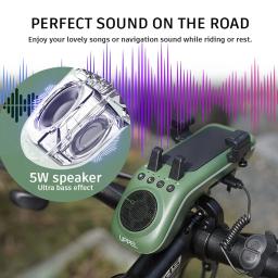Suporte do telefone da bicicleta usb recarregável luz suporte móvel bluetooth seapker 5000mah ciclismo chifre acessórios - Image 3