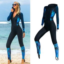 Terno de corpo inteiro com capuz para mulheres, wetsuit, surf, mergulho, mergulho, natação, manga comprida, terno molhado, zip traseiro - Image 3