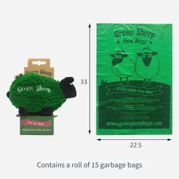 Pet Dog Poop Bag Dispenser com gancho, ovelha verde, cordeiro em forma, portátil Zero Waste, espessado Poop Bag, suprimentos de armazenamento ao ar livre - Image 2